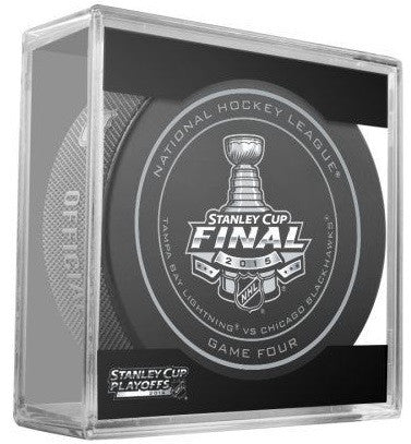 2015 Stanley Cup Final Game 4 Tampa Bay Lightning vs Chicago Blackhawks NHL Team Sher-Wood Official Ice Hockey Game Puck IN CUBE