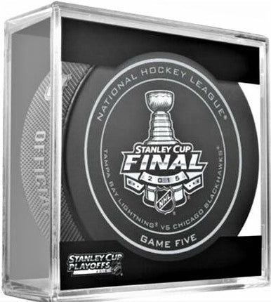 2015 Stanley Cup Final Game 5 Tampa Bay Lightning vs Chicago Blackhawks NHL Team Sher-Wood Official Ice Hockey Game Puck IN CUBE