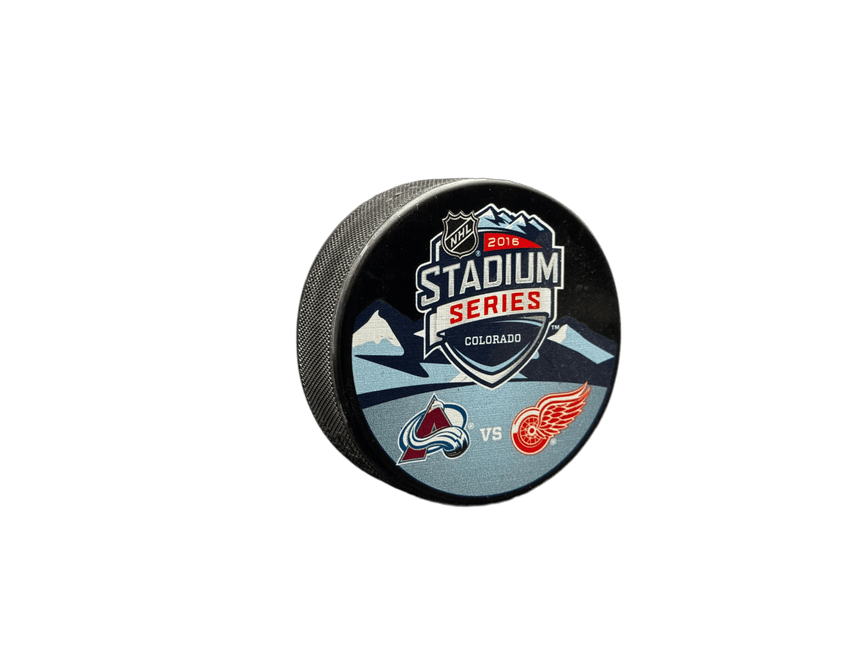 2016 Stadium Series Colorado Avalanche vs. Detroit Red Wings Dueling NHL Hockey Puck Hosted by Colorado