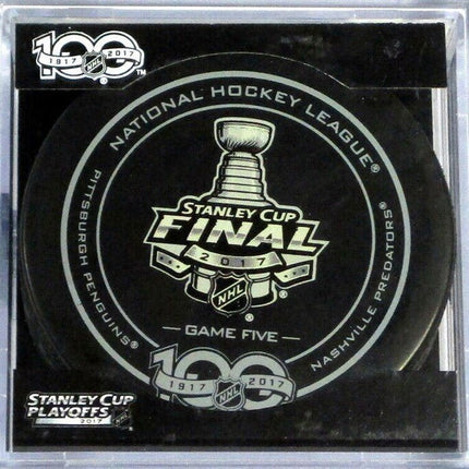 2017 Stanley Cup Final Game 5 Pittsburgh Penguins vs. Nashville Predators NHL Team Sher-Wood Official Ice Hockey Game Puck IN CUBE