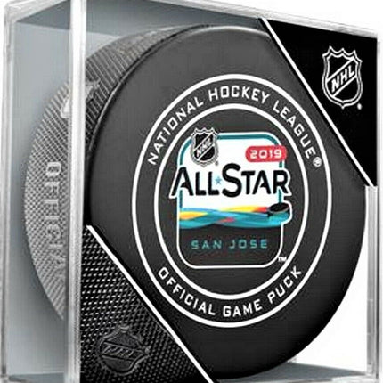 2019 ALL-STAR GAME San Jose NHL Team Sher-Wood Official Ice Hockey Game Puck IN CUBE