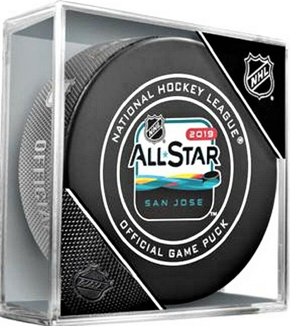 2019 ALL-STAR GAME San Jose NHL Team Sher-Wood Official Ice Hockey Game Puck IN CUBE