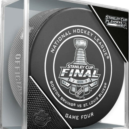 2019 Stanley Cup Final Game 4 Boston Bruins vs. St. Louis Blues NHL Team Sher-Wood Official Ice Hockey Game Puck IN CUBE