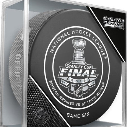 2019 Stanley Cup Final Game 6 Boston Bruins vs. St. Louis Blues NHL Team Sher-Wood Official Ice Hockey Game Puck IN CUBE