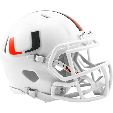 Miami Hurricanes White Traditional Riddell NCAA Speed Mini Helmet