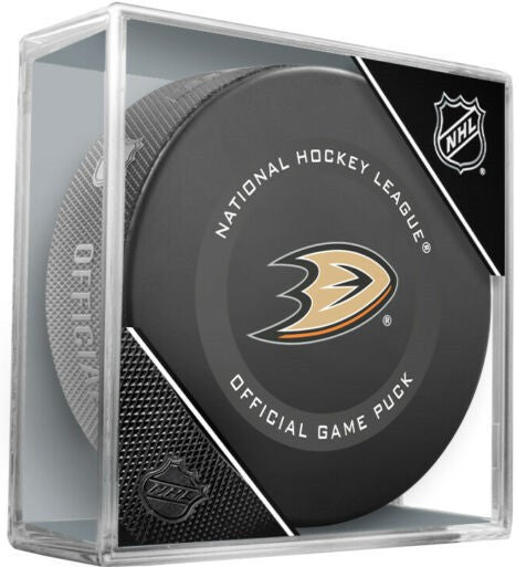 Anaheim Ducks 2021-2022 NHL Official Game Hockey Puck In Cube