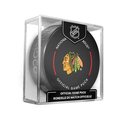 Chicago Blackhawks NHL Official Game Hockey Puck In Cube