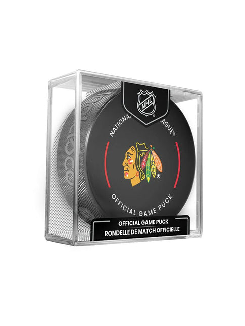 Chicago Blackhawks NHL Official Game Hockey Puck In Cube