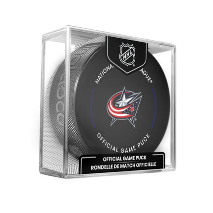 Columbus Blue Jackets NHL Official Game Hockey Puck In Cube