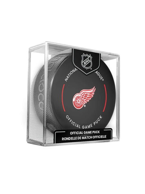 Detroit Red Wings NHL Official Game Hockey Puck In Cube