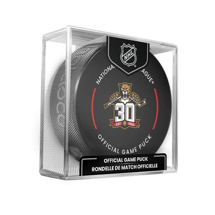 Florida Panthers 30th Anniversary NHL Official Game Hockey Puck In Cube