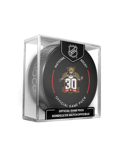 Florida Panthers 30th Anniversary NHL Official Game Hockey Puck In Cube