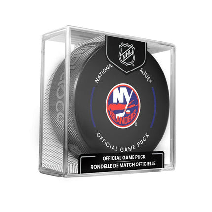 New York Islanders NHL Official Game Hockey Puck In Cube