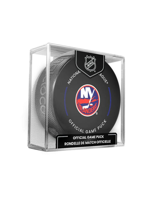 New York Islanders NHL Official Game Hockey Puck In Cube