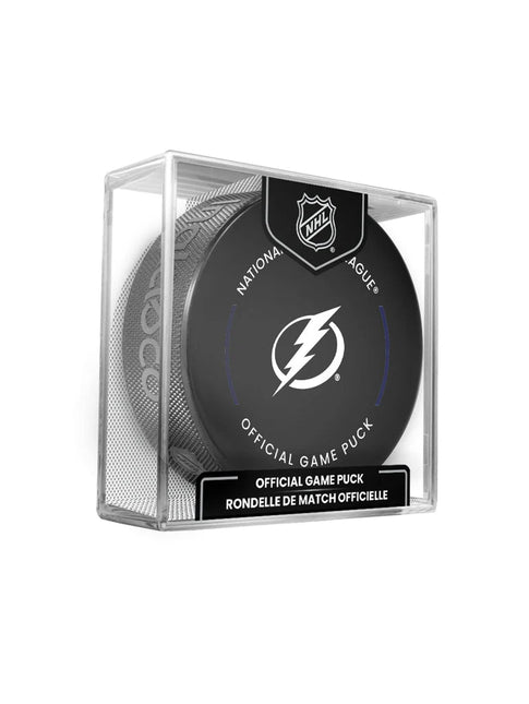 Tampa Bay Lightning NHL Official Game Hockey Puck In Cube