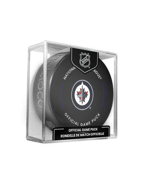 Winnipeg Jets NHL Official Game Hockey Puck In Cube