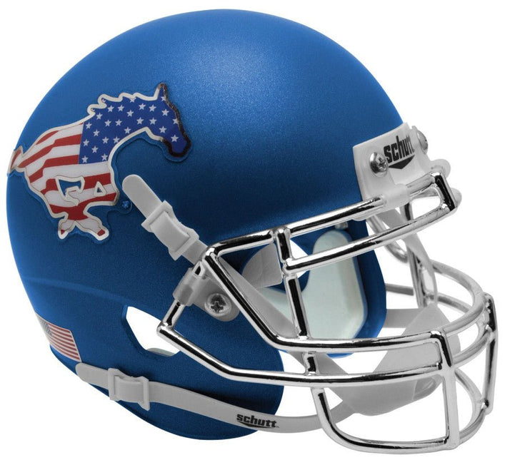 Southern Methodist SMU Mustangs Blue American Flag Schutt NCAA College Football Authentic Mini Helmet