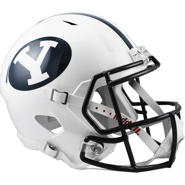 BYU Brigham Young Cougars White w/ Dark Blue Logo Riddell NCAA Deluxe Replica Speed Full Size Helmet