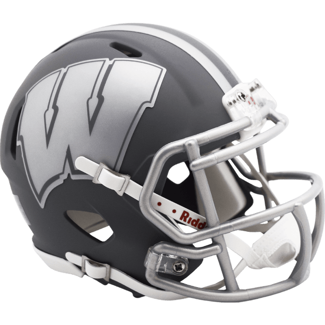 Wisconsin Badgers Slate Riddell NCAA Speed Mini Helmet