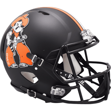 Oklahoma State Cowboys Pistol Pete Black Riddell NCAA Authentic Speed Full Size Helmet