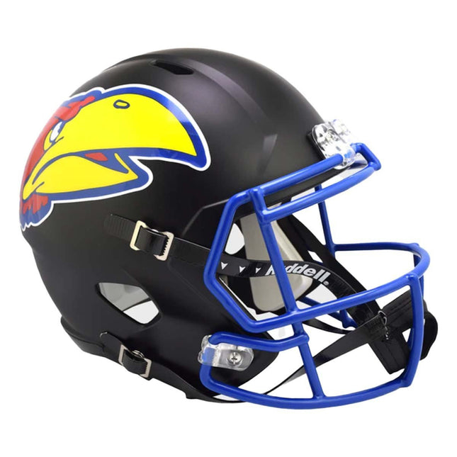 Kansas Jayhawks Black Riddell NCAA Deluxe Replica Speed Full Size Helmet