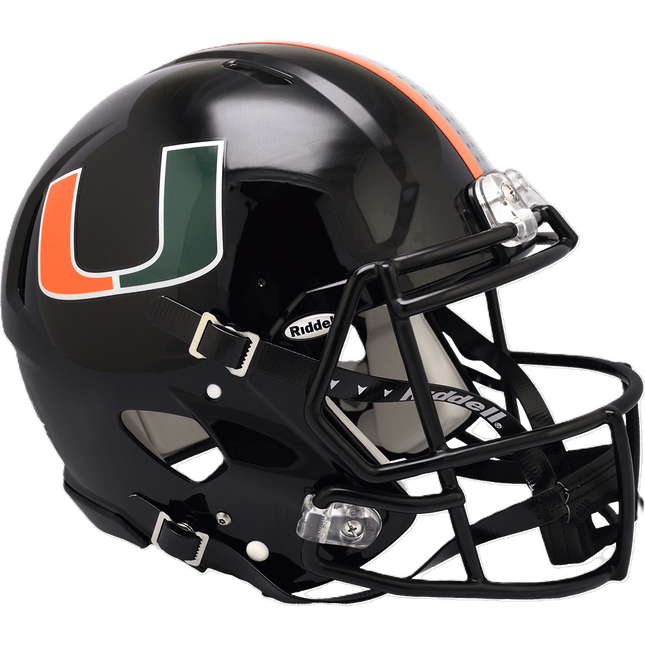 Miami Hurricanes Black Riddell NCAA Authentic Speed Full Size Helmet