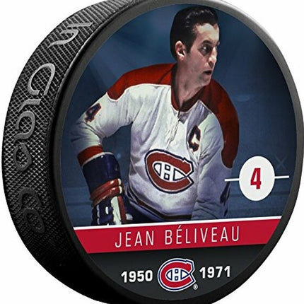 Jean Beliveau #4 1950-1971 Montreal Canadiens NHL Souvenir Model Hockey Puck