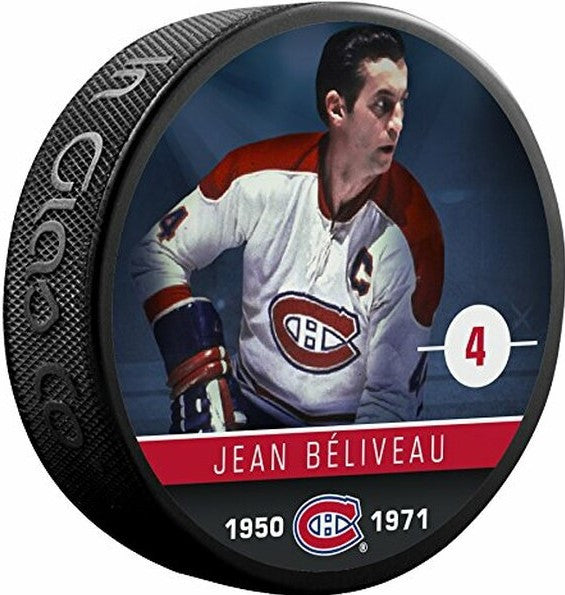 Jean Beliveau #4 1950-1971 Montreal Canadiens NHL Souvenir Model Hockey Puck