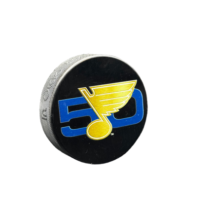 St. Louis Blues BIG LOGO 50TH ANNIVERSARY NHL Team Logo Souvenir Model Hockey Puck