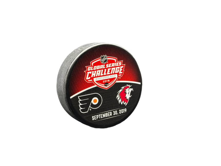 Philadelphia Flyers GLOBAL SERIES CHALLENGE September 30, 2019 NHL Souvenir Model Hockey Puck