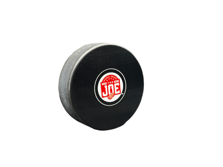 The Joe Farewell Season 1979-2017 Detroit Red Wings NHL Team Logo Autograph Model Hockey Puck