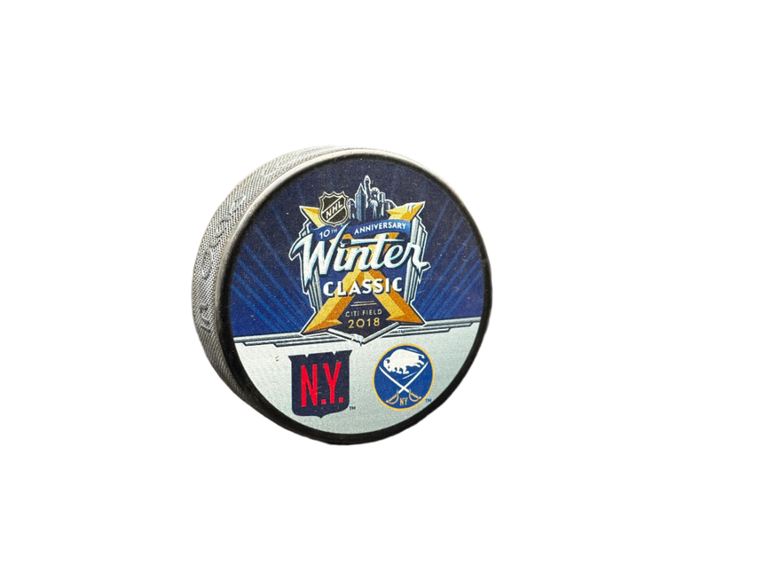 2018 Winter Classic New York Rangers vs. Buffalo Sabres 10th Anniversary Dueling NHL Hockey Puck Hosted by Citi Field