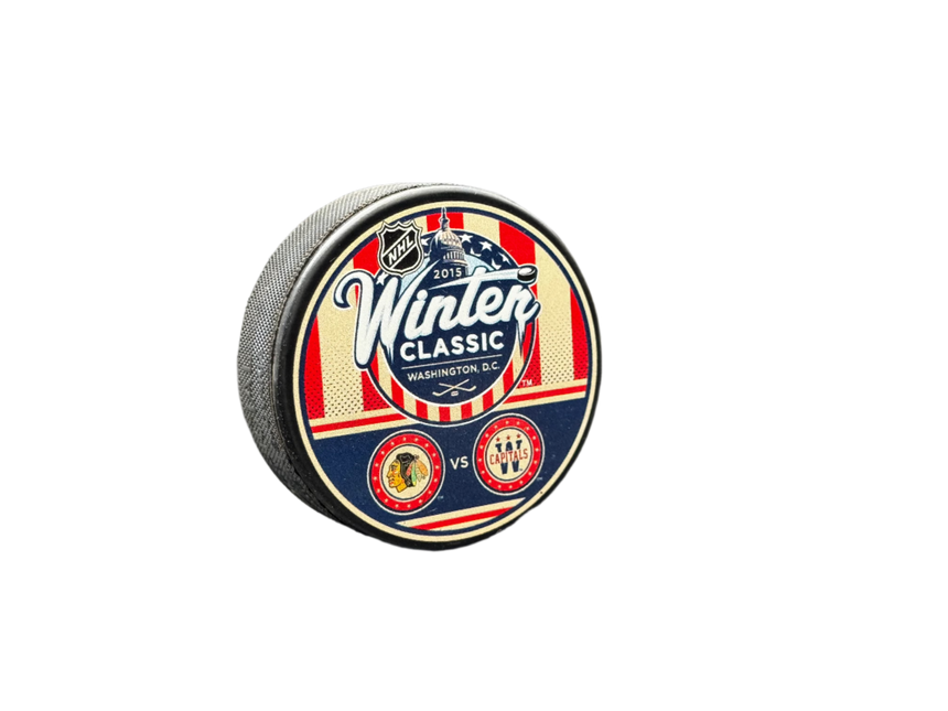 2015 Winter Classic Chicago Blackhawks vs. Washington Capitals Dueling NHL Hockey Puck Hosted by Washington D.C.