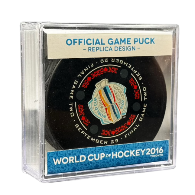 WORLD CUP OF HOCKEY 2016 Toronto September 29 Final Game Two Sher-Wood Official Ice Hockey Game Puck IN CUBE