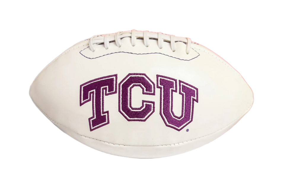 Texas Christian Horned Frogs TCU Rawlings Jarden Sports NCAA Signature Autograph White Panel Football - Deflated