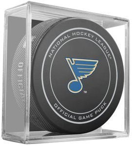 St. Louis Blues Throwback NHL Team Sher-Wood Official Ice Hockey Game Puck IN CUBE