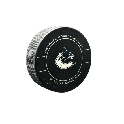 Vancouver Canucks 2010-2012 Throwback NHL Team Sher-Wood Official Ice Hockey Game Puck IN CUBE