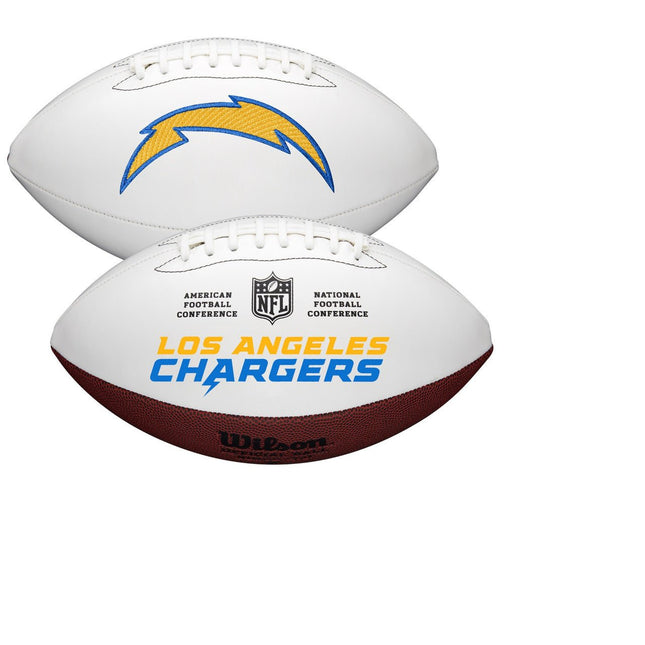 Los Angeles Chargers Wilson NFL Live Signature Autograph White Panel Football - Deflated