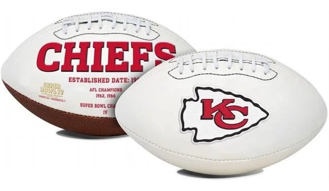 Kansas City Chiefs Rawlings Jarden Sports NFL Team Signature Autograph White Panel Football - Deflated (2 SB Logos)