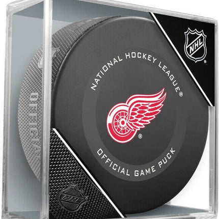 Detroit Red Wings NHL Ice Hockey Team Sher-Wood Official Game Puck IN CUBE 2021-2022