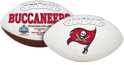 Tampa Bay Buccaneers Rawlings Jarden Sports NFL Team Signature Autograph White Panel Football - Deflated (1 SB Logo)