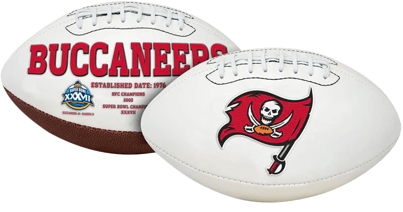 Tampa Bay Buccaneers Rawlings Jarden Sports NFL Team Signature Autograph White Panel Football - Deflated (2 SB Logos)