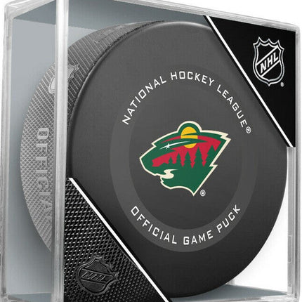 Minnesota Wild NHL Ice Hockey Team Sher-Wood Official Game Puck IN CUBE 2021-2022