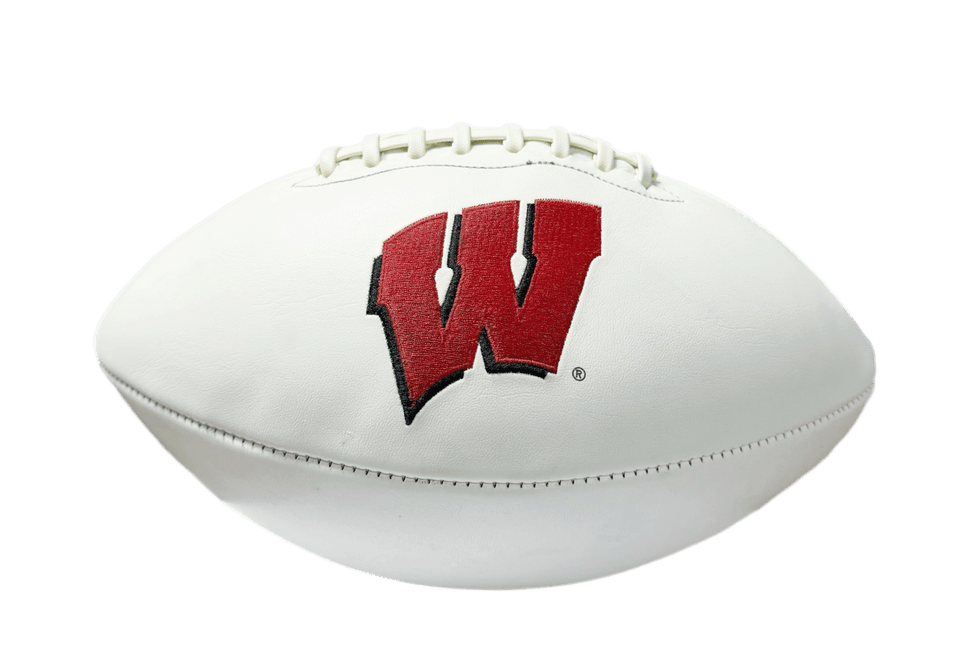 Wisconsin Badgers Rawlings Jarden Sports NCAA Signature Autograph White Panel Football - Deflated