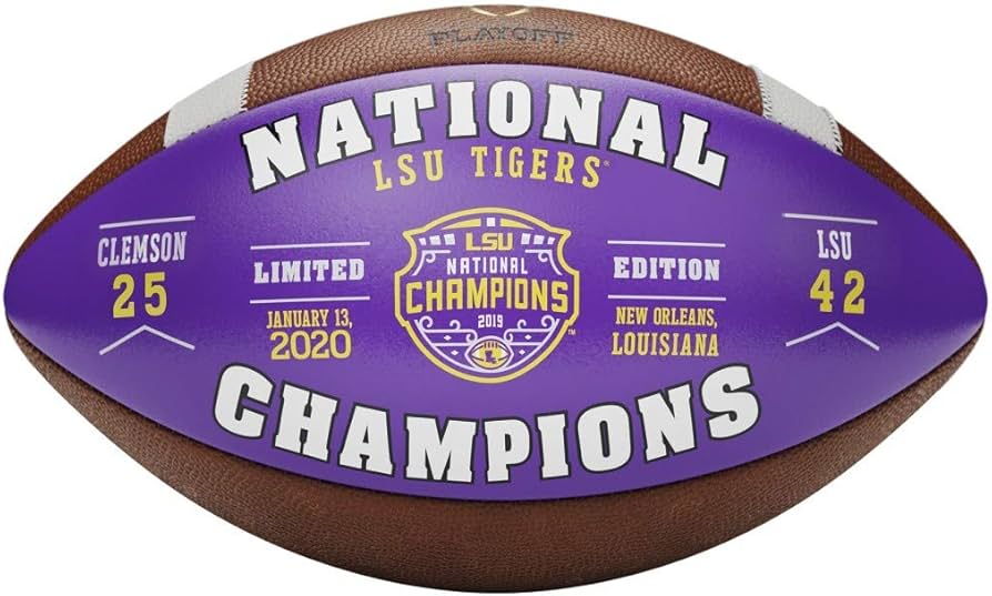 LSU Tigers 2019 National Champions Purple Wilson Official NCAA Authentic Game Football